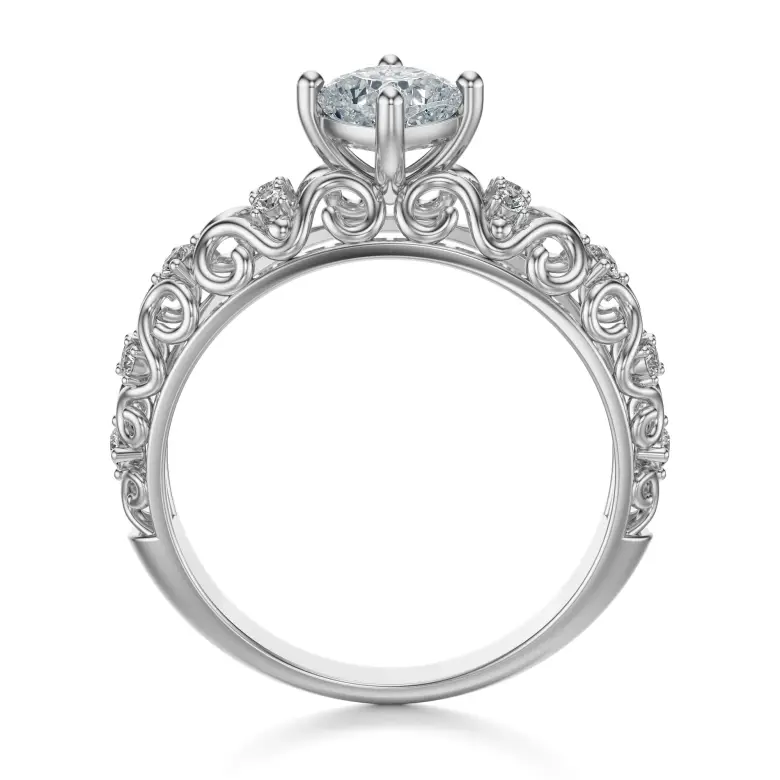 Pierścionek z kwadratowym diamentem białe złoto SBP_020